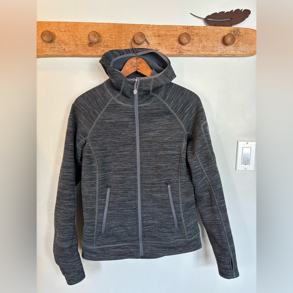 LL Bean Heathered Charcoal Full-Zip, fleece lined Hooded Jacket